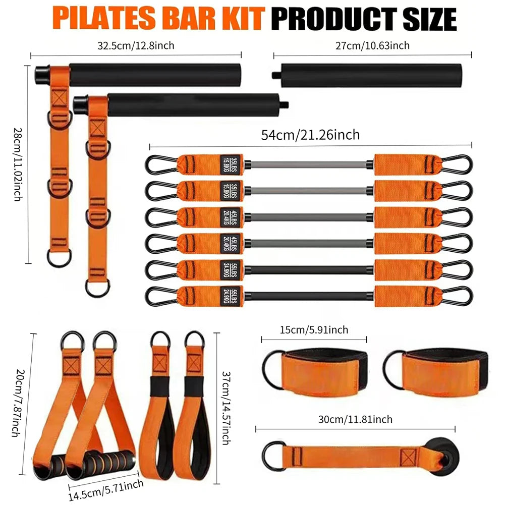 Pilates Bar Kit W/ Resistance Bands Multifunctional Pilate